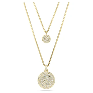 Wisiorek warstwowy Meteora, Biały, Powłoka w odcieniu złota Swarovski