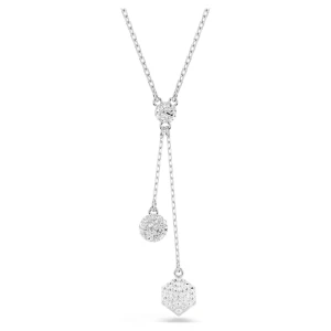 Wisiorek Y Dextera, Szlif okrągły, Sfera i sześcian, Biały, Powłoka z rodu Swarovski
