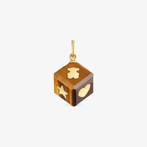 Wisiorek Z 14-Karatowego Złota Z Tygrysim Okiem Cube - Tous