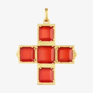 Wisiorek Z Krzyżem Ze Srebra Powlekanego Złotem 18-Karatowym Z Karneolem Tous - Tous Rozmiar