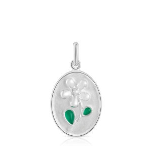 Wisiorek Z Medalionem Ze Srebra Z Zielonym Chalcedonem Daisy - Tous Rozmiar