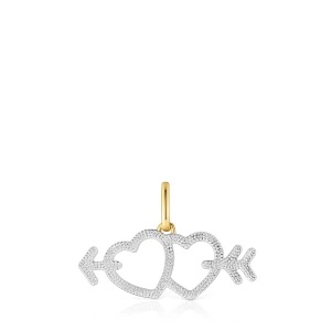 Wisiorek Ze Srebra Pokrytego 18-Karatowym Złotem Z Motywami Strzały/Serca Z Masy Perłowej Medallions - Tous Rozmiar