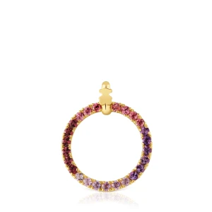 Wisiorek Ze Srebra Powlekanego 18-Karatowym Złotem Z Kamieniami Szlachetnymi Tous Straight - Tous Rozmiar