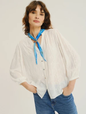 Wiskozowa biała bluzka z rękawami 3/4 Greenpoint