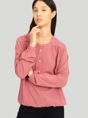 Wiskozowa bluzka damska z długim rękawem - różowa Greenpoint