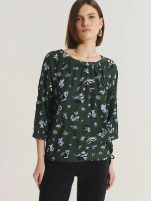Wiskozowa bluzka w kwiaty rękaw 3/4 Greenpoint