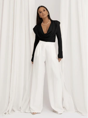 Wiskozowa bluzka z dekoltem woda OLYMPE - czarna  magmac 