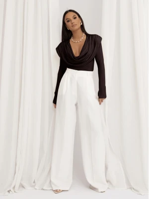 Wiskozowa bluzka z dekoltem woda OLYMPE - czekoladowa  magmac 