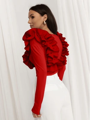 Wiskozowa bluzka z falbanami ORNELLA - czerwona  magmac 