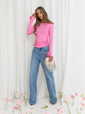 Wiskozowa bluzka z ozdobnymi różami JARISA - pudrowy róż  magmac 