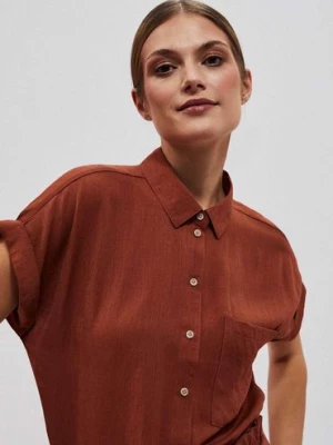 Wiskozowa koszul damska z kieszonką Moodo