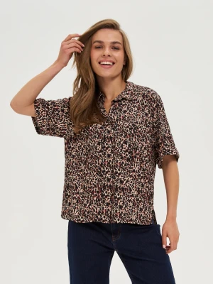 Wiskozowa koszula w panterkę czarna Moodo