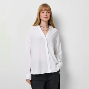 Wiskozowa koszula z długim rękawem biała House