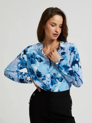Wiskozowa koszula z kwiatowym wzorem niebieska Moodo