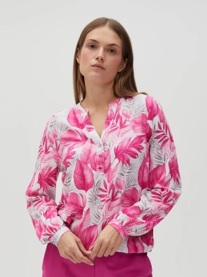 Wiskozowa koszula z tropikalnym wzorem różowa Moodo