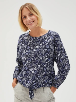 Wiskozowa koszula z wzorem paisley granatowa Moodo