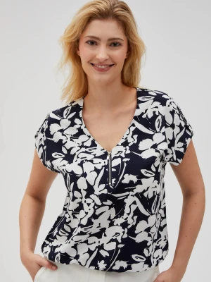 Wiskozowa koszula z zamkiem granatowa Moodo