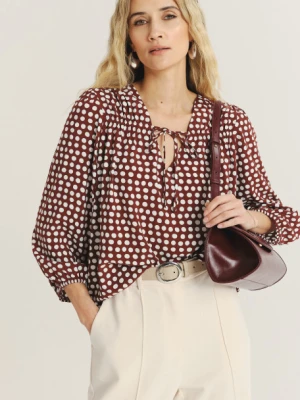 Wiskozowa lekka bluzka z nadrukiem w kropki Greenpoint