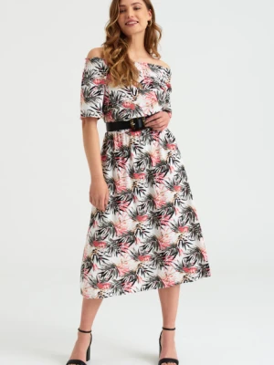 Wiskozowa sukienka hiszpanka, tropikalny print Greenpoint