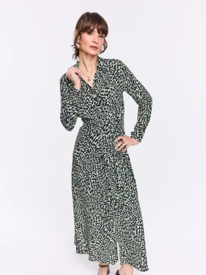 Wiskozowa sukienka midi we wzór z kołnierzykiem TARANKO