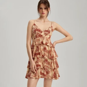 Wiskozowa sukienka mini z falbankami we wzory House