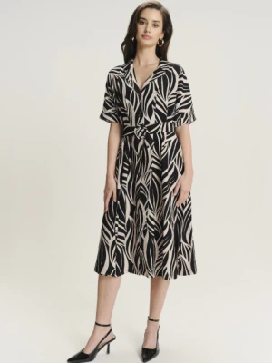 Wiskozowa sukienka w czarno-kremowy wzór Greenpoint