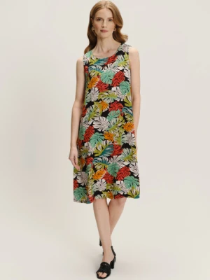 Wiskozowa sukienka z kolorowym wzorem tropic Greenpoint