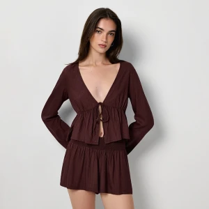 Wiskozowe szorty na szerokiej gumce brązowe House