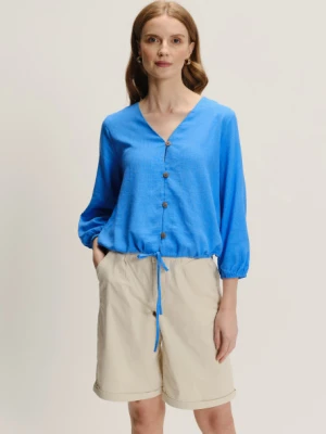 Wiskozowo-lniana bluzka w kolorze niebieskim Greenpoint