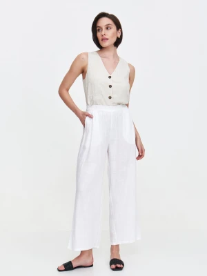Zdjęcie produktu Wiskozowo-lniane spodnie w białym kolorze Top Secret