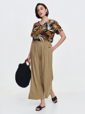 Zdjęcie produktu Wiskozowo-lniane spodnie w kolorze zielonym Top Secret