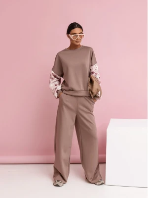 Wiskozowy dres z szerokimi spodniami WISSA - cappuccino  magmac 