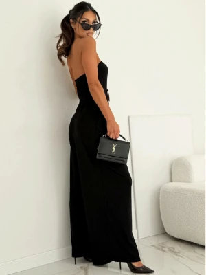 Wiskozowy kombinezon z odkrytymi ramionami RHIAN - czarny  magmac 