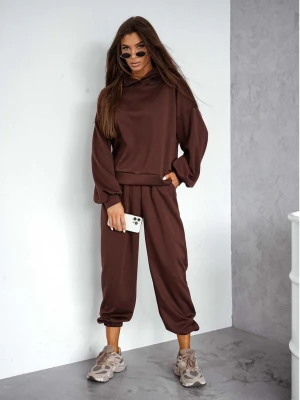 Wiskozowy komplet dresowy NORIEL - czekoladowy  magmac 