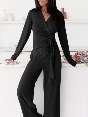 Wiskozowy komplet z szerokimi spodniami JANSET - czarny  magmac 