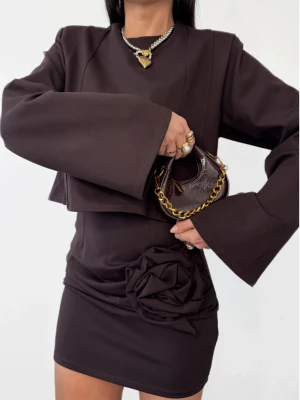 Wiskozowy komplet ze spódnicą KEALY - czekoladowy  magmac 