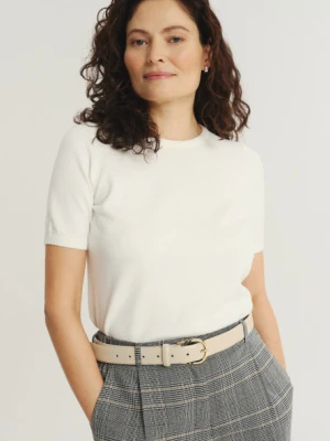 Wiskozowy sweter z krótkim rękawem biały Greenpoint