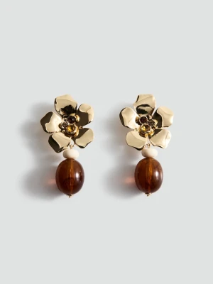 Wiszące kolczyki kwiatowe złoty - Kobieta - Rozmiar uniwersalny - MANGO