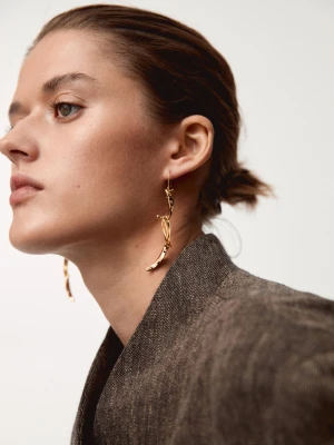 Wiszące Kolczyki W Kształcie Liści - Złoty - - Massimo Dutti - Kobieta