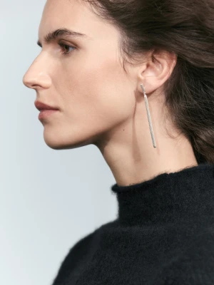 Wiszące Kolczyki W Paski - Srebrny - Massimo Dutti - Female