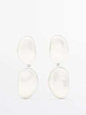 Wiszące Kolczyki Z Metalowymi Elementami - Srebrny - Massimo Dutti - Female