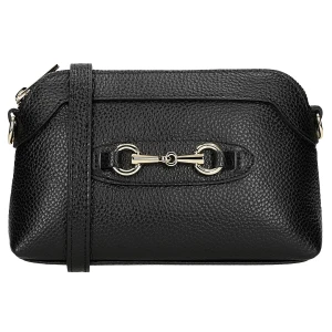 Mała czarna torebka wizytowa ze złotą ozdobą 80155-51 Wojas