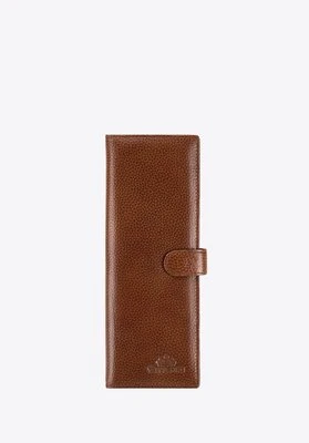 Damskie etui na wizytowki ze skóry licowej jasny brąz Wittchen