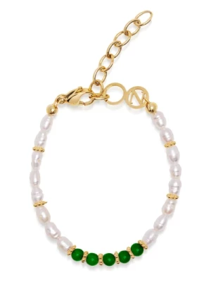WoBeaded Bransoletka with Pearl and Green Agate Nialaya