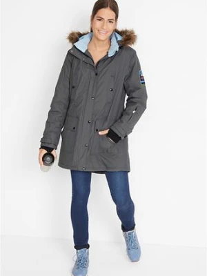 Wodoodporna długa kurtka outdoorowa z kapturem bonprix