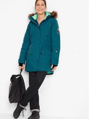 Wodoodporna długa kurtka outdoorowa z kapturem bonprix