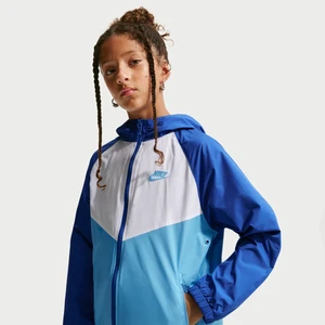 Wodoodporna kurtka z kapturem dla dużych dzieci Nike Windrunner - Niebieski