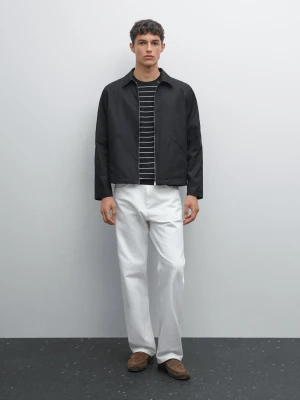 Wodoodporna Kurtka Ze 100% Bawełny - Granatowy - - Massimo Dutti - Mężczyzna