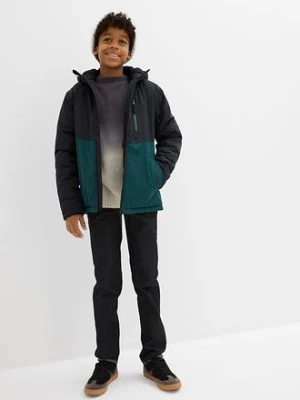 Wodoodporna kurtka zimowa z kapturem i blokami kolorów bonprix