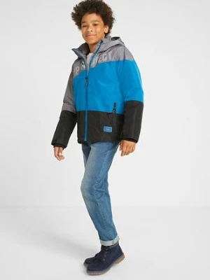 Wodoodporna kurtka zimowa z kapturem i blokami kolorów bonprix